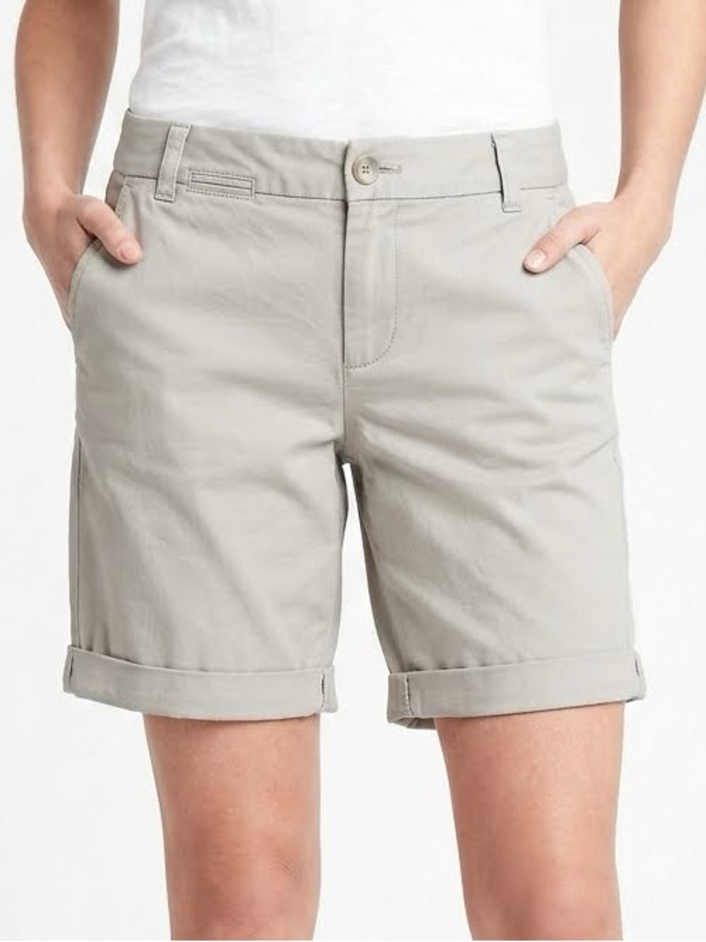 GAP Khaki Chino Boyfriend Roll Up Bermuda Shorts Size 2 $60 EUC KL Tan